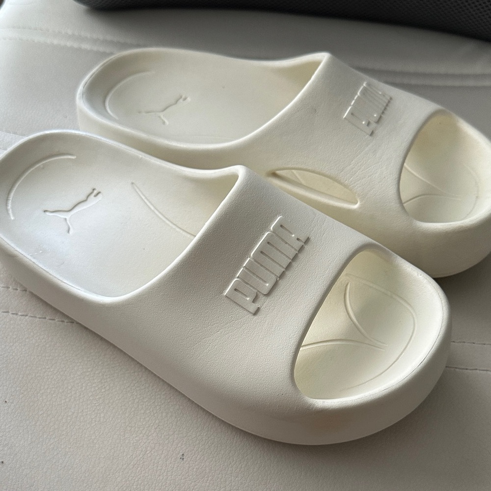 Puma Cream Slide Platform Sandals